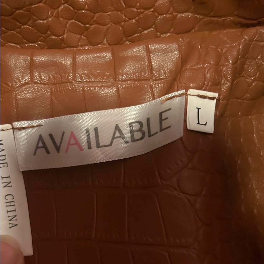 Stylish Crocodile Pattern Leather Jacket - Brown - image 2